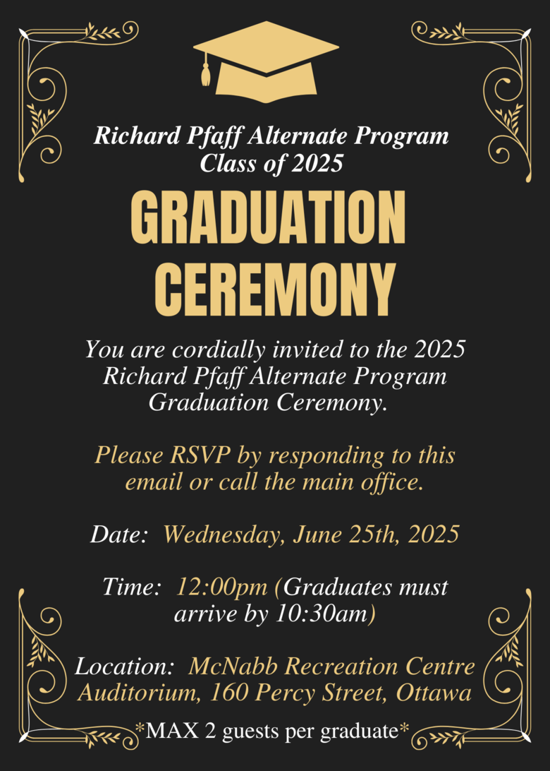 Image of Graduation Invitation for June 25 at 12:00 pm at McNabb Recreation Centre Auditorium