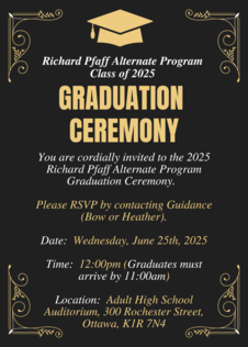 Image of Richard Pfaff Alternate Graduation Invitation for June 25 at 12:00 pm at Adult High School Auditorium